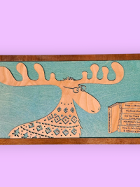 Frankie Moose - Book Nerd, original whimsical art by Betsy Skagen of Blue Waters Studio & Emporioum
