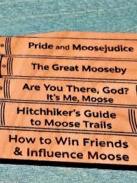 Frankie Moose - Book Nerd, original whimsical art by Betsy Skagen of Blue Waters Studio & Emporioum