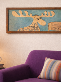 Frankie Moose - Book Nerd, original whimsical art by Betsy Skagen of Blue Waters Studio & Emporioum