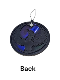 Back side of Minnesota Resistance Loon, Minnesota artist, suncatcher, translucent, northern lights. Made by Betsy Skagen of Blue Waters Studio & Emporium. Made in Minnesota.