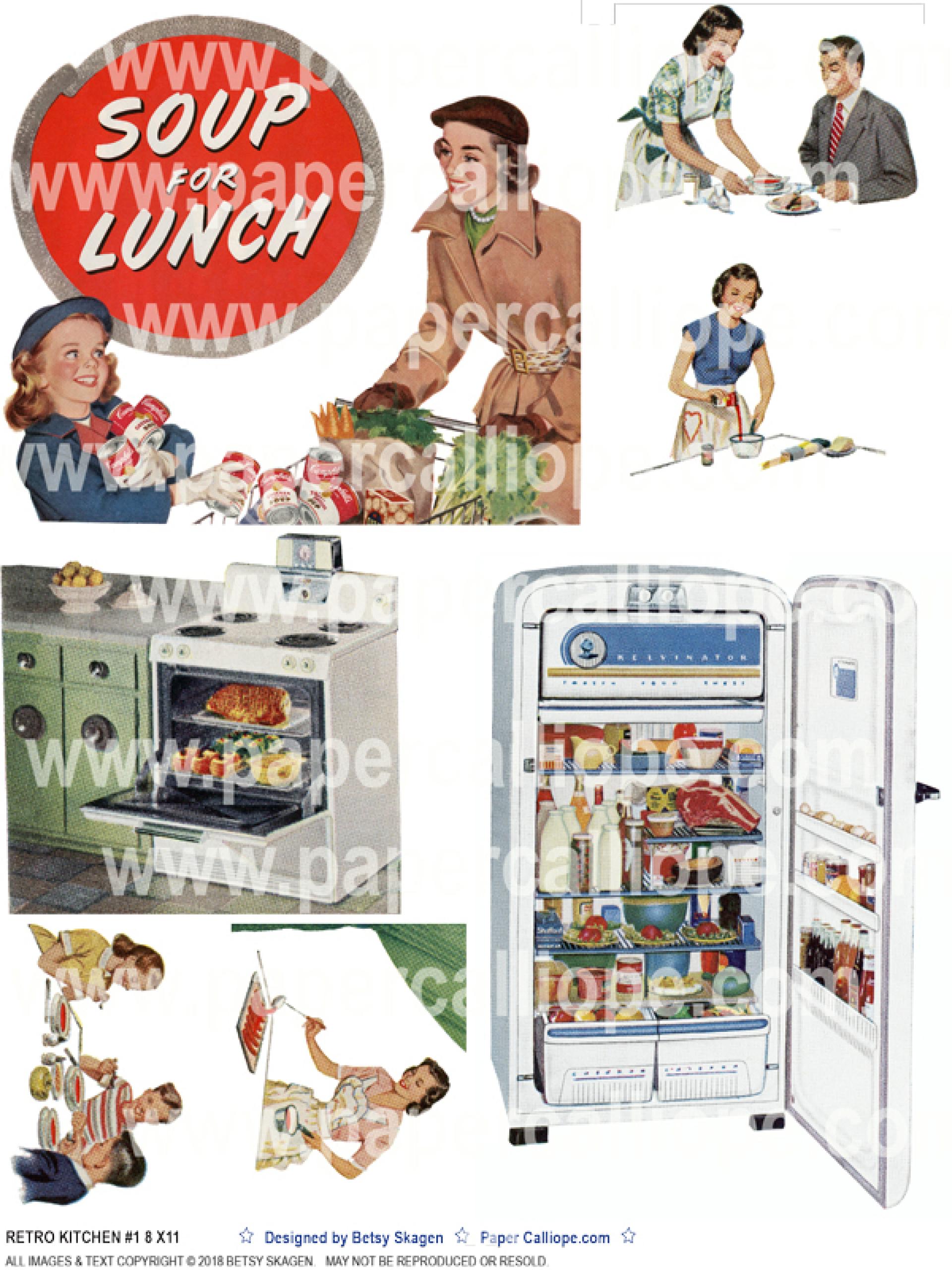 RETRO KITCHEN #1 8X11 printable sheet