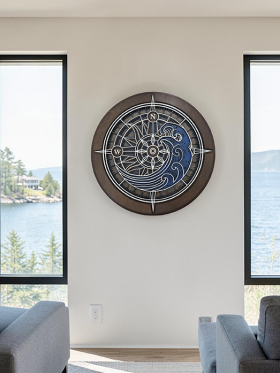 Compass Rose Art - Azure Blue with Urban Gray