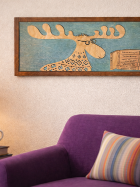 Frankie Moose - Book Nerd, original whimsical art by Betsy Skagen of Blue Waters Studio & Emporioum